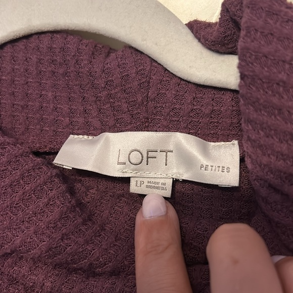 LOFT Petite Burgundy Waffle / Thermal Turtleneck LP - Picture 2 of 6